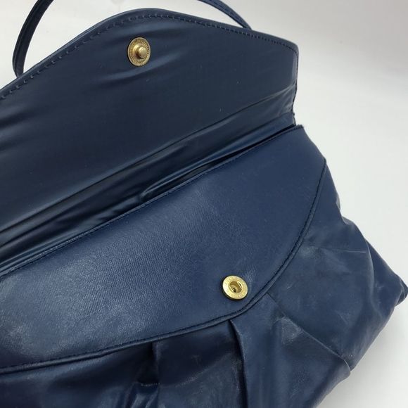 Vintage Navy Blue Bag Bazaar Purse. Layered flaps w/snaps.Two Large compartments - Picture 6 of 7